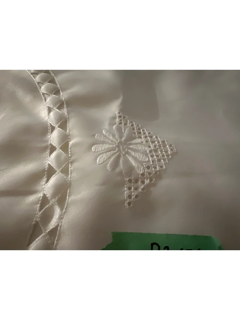 Vintage White Embroidered Tablecloth with Scalloped Edges